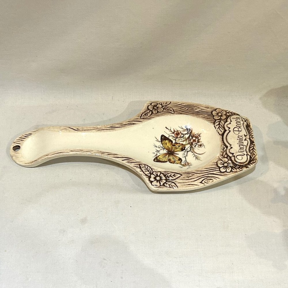 Treasure Craft Ceramic Spoon Reset Vintage Butterfly Floral Virginia Beach